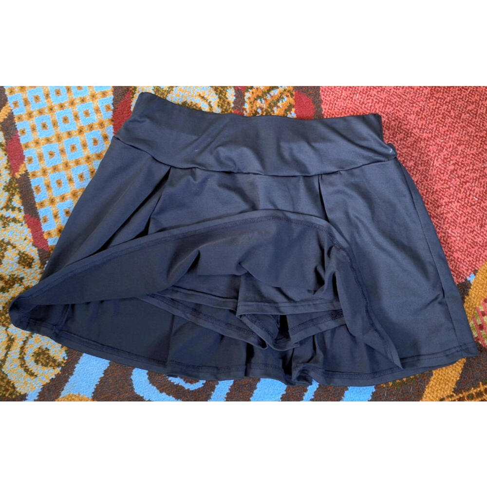 New Jet Black Skirt Shorts Skort, Tennis Run Yoga Size L Sexy Stretch Hi-Waist